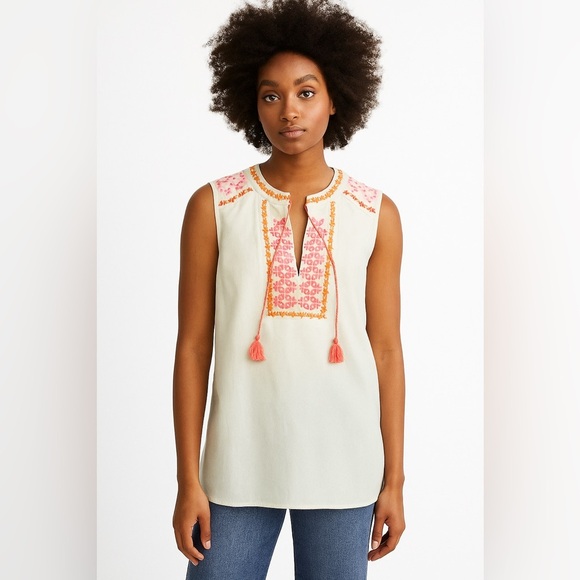 J.Crew Elegant White Embroidered Blouse - Picture 1 of 4